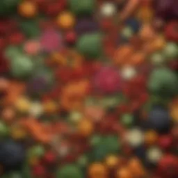 Colorful assortment of fresh vegetables and fruits