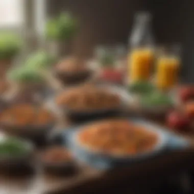 Healthy meal prep ideas laid out on a table