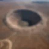 Aerial view of Meteor Crater showcasing its size and geological features