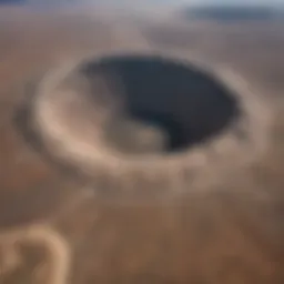 Aerial view of Meteor Crater showcasing its size and geological features