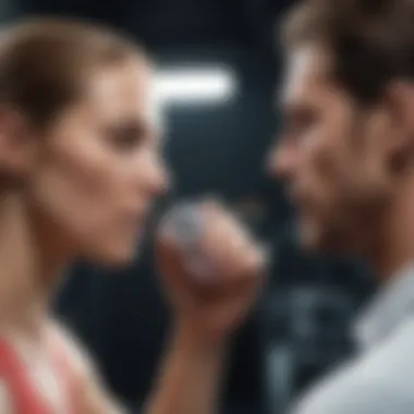 Coaching Insights Through Genetic Analysis Athlete training with a coach analyzing genetic data