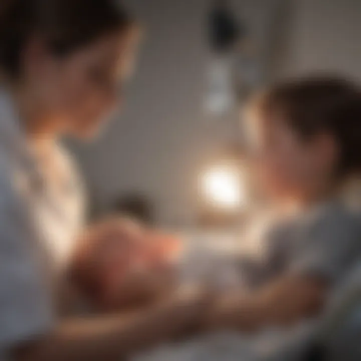 Nurse administering treatment to a young patient