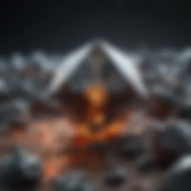 Formation of Deep Diamonds in the Earth's Mantle Illustration of deep diamond formation within the Earth's mantle depicting geological processes.