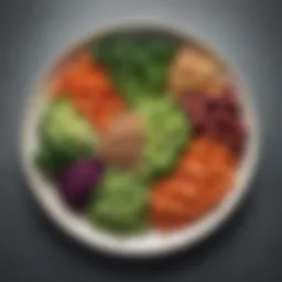 Colorful plate of fresh vegetables and grains