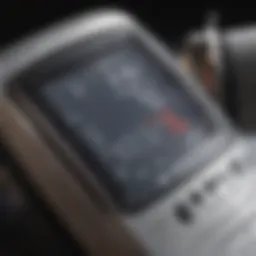 Cuff blood pressure monitor displaying readings