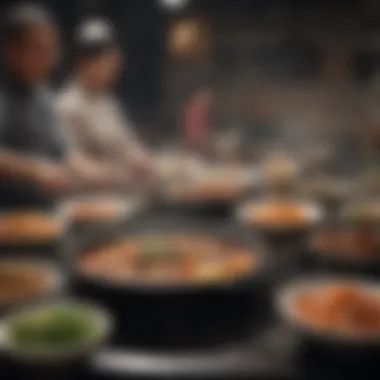 Diverse Cooking Methods in Chinese Cuisine A visually appealing depiction of various cooking methods used in Chinese culinary arts