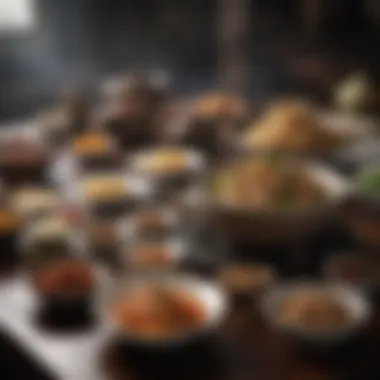 Historical Significance in Chinese Cuisine An elegant arrangement of Chinese dishes representing historical significance