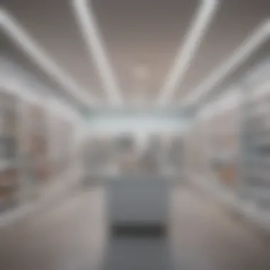 Interior layout of Farmacia Kaiser highlighting product organization