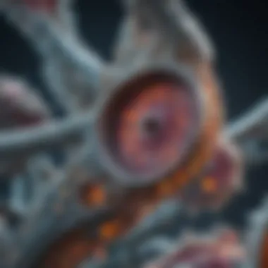 Intricacies of Cellular Structures Through a Microscope A close-up of a microscope revealing intricate cellular structures