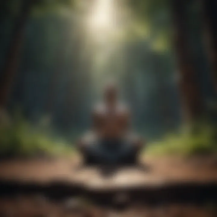 An individual meditating in a serene environment.
