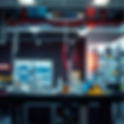 Innovations in Science and Technology A futuristic laboratory showcasing cutting-edge technology and inventions