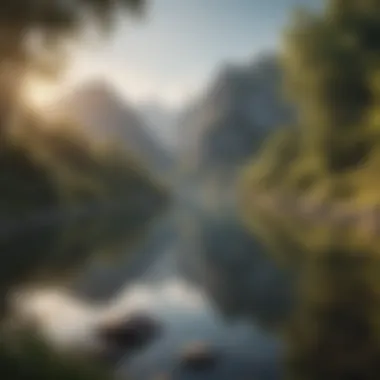 Tranquility and Mental Well-Being Serene landscape representing tranquility and mental well-being