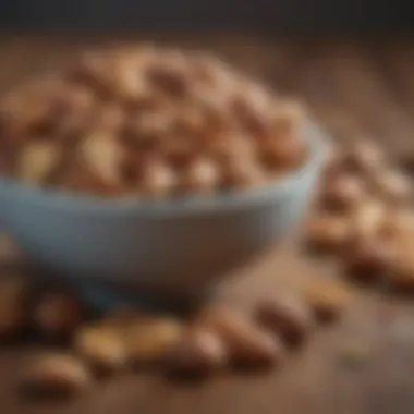 A serene setting with a bowl of nuts and seeds known to support mental health.