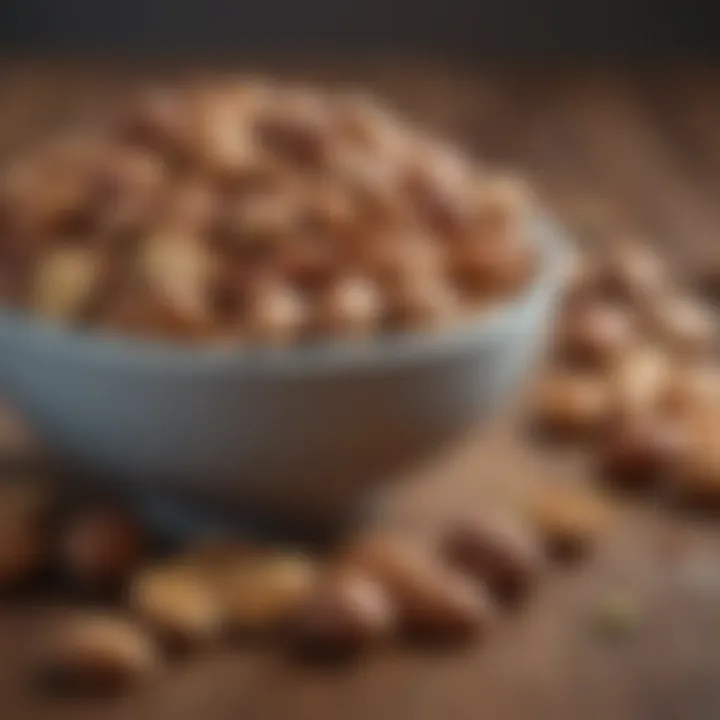 A serene setting with a bowl of nuts and seeds known to support mental health.