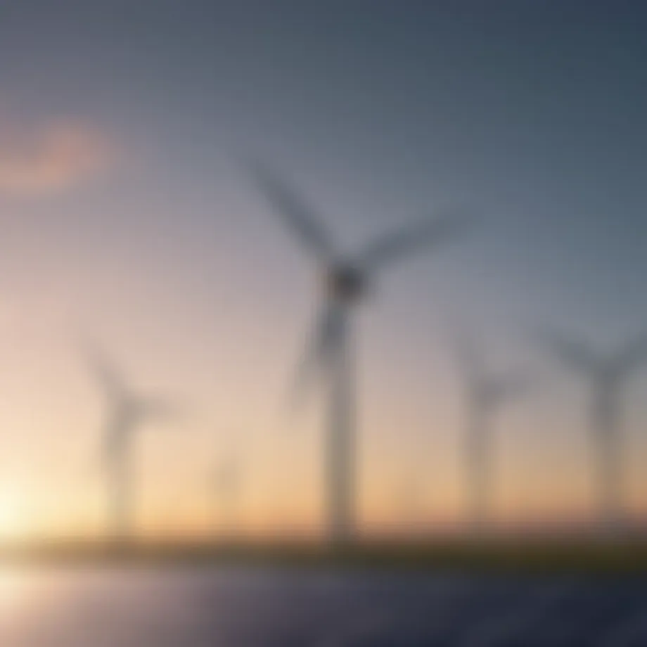 Representation of renewable energy sources such as solar panels and wind turbines.