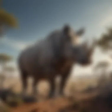 A majestic extinct rhinoceros species in its natural habitat