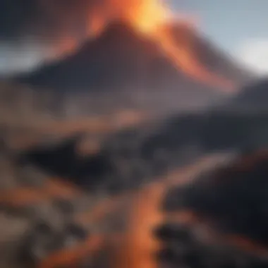 Volcanic Landscape Distinctive features of a volcanic landscape illustrating geological activity