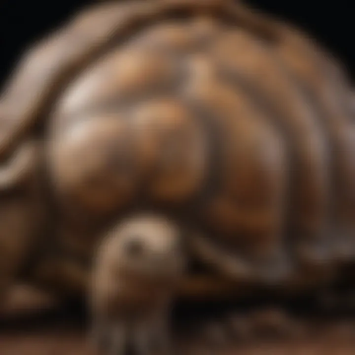 Close-up of the unique shell patterns of a giant tortoise