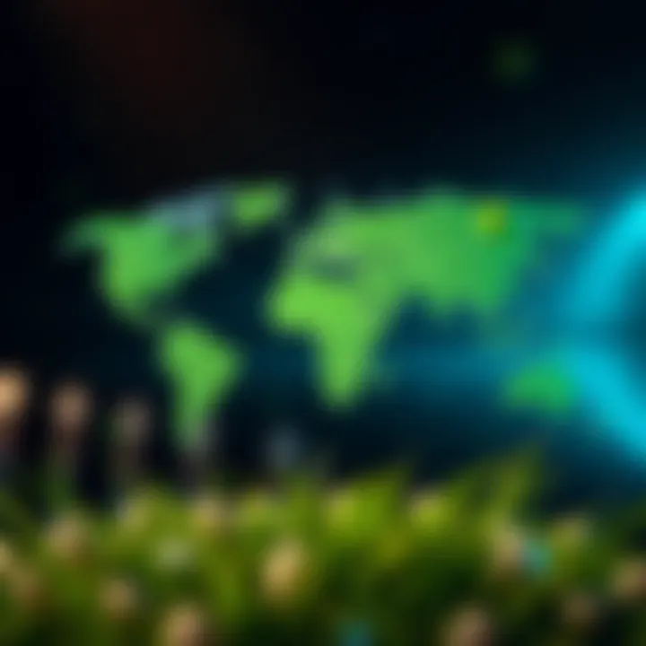 A conceptual image illustrating the benefits of GMOs on a global map