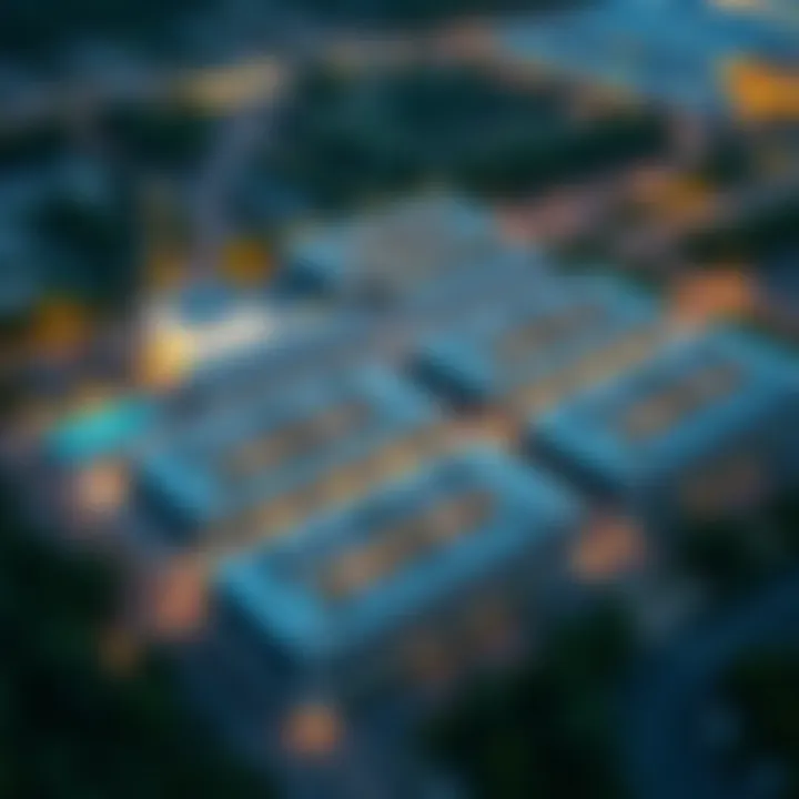 Sustainable Infrastructure in Action Aerial view of a sustainable data center