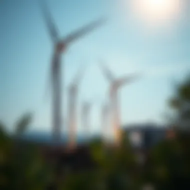 Innovating with Wind Energy Wind turbines generating energy near a tech facility