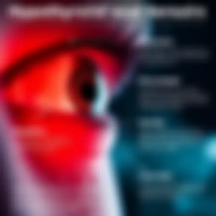 Infographic detailing symptoms of hypothyroidism related to ocular health.