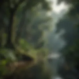 Vibrant Amazon rainforest landscape showcasing lush greenery and diverse flora.