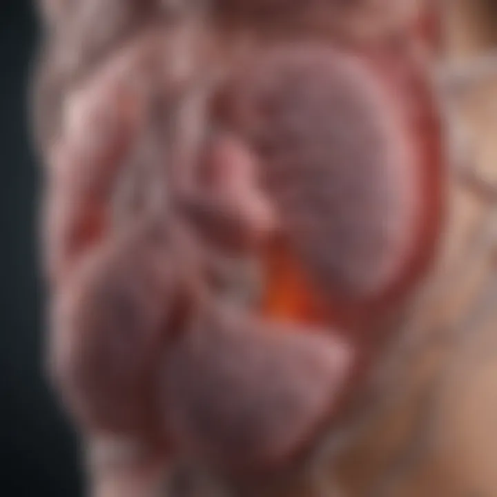 Illustration depicting the interaction of lung cancer with the immune system