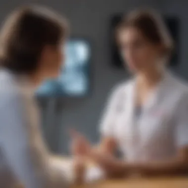 Discussion on Safety Measures A healthcare professional discussing safety measures in breast screening