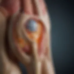 A detailed diagram illustrating the joint structure affected by arthritis