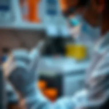 Close-up of a laboratory technician measuring antibody levels