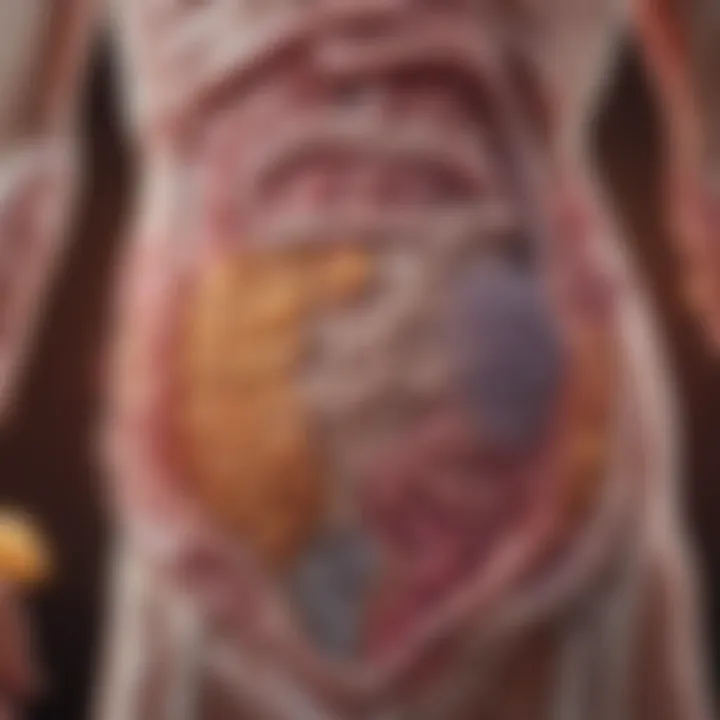 Close-up of a gut microbiome illustration showcasing beneficial bacteria