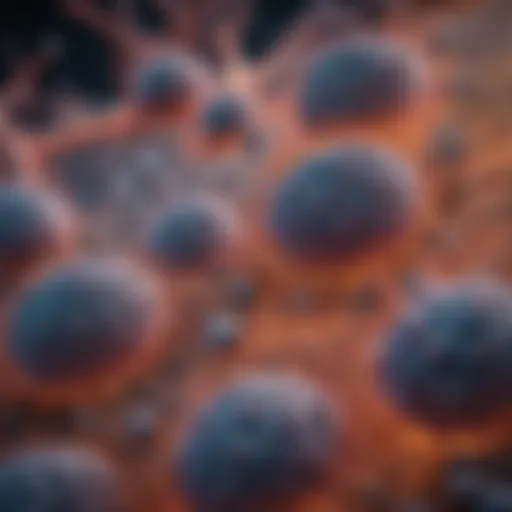 Microscopic view of pre-melanoma cells showing distinct cellular structures