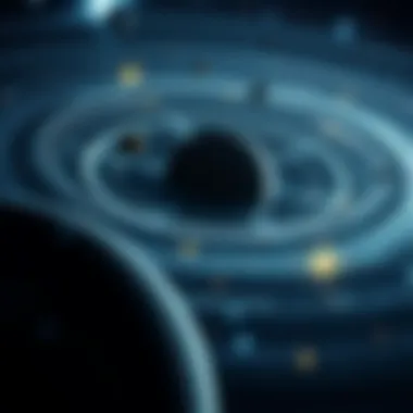 Discoveries in Astrophysics A visualization of the solar system highlighting discoveries in astrophysics.