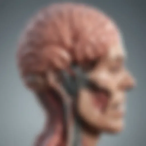 Illustration of a brain highlighting areas involved in swallowing
