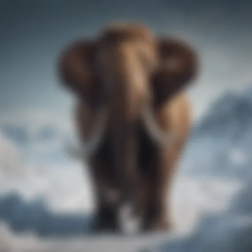 An artistic representation of a mammoth in its natural habitat
