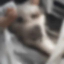 Sick dog receiving veterinary care.