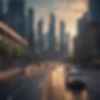 Implementing Clean Transportation Solutions A city skyline with clean transportation options