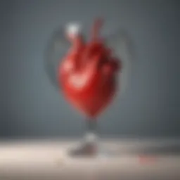 Artistic representation of the heart with alcohol-related symbols.