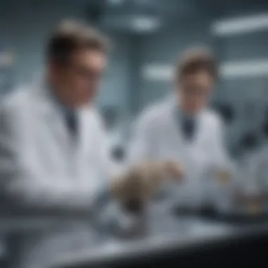 Researchers conducting experiments in a laboratory setting Scientists in a lab conducting research