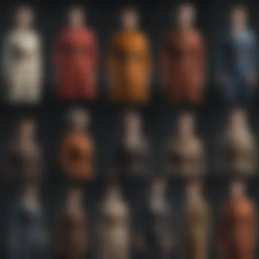 A historical representation of diverse clothing styles from various eras
