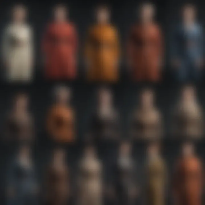 A historical representation of diverse clothing styles from various eras