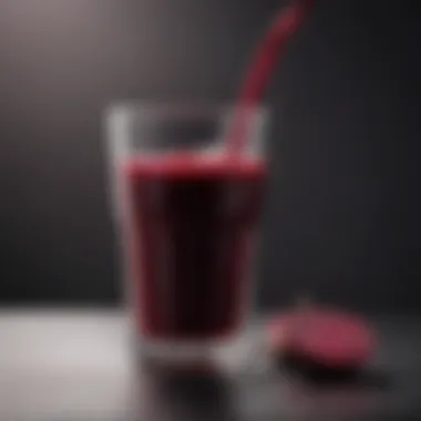 A glass of beetroot juice with a physiological backdrop