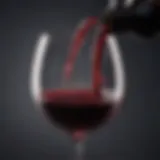 A close-up view of a glass of red wine reflecting light