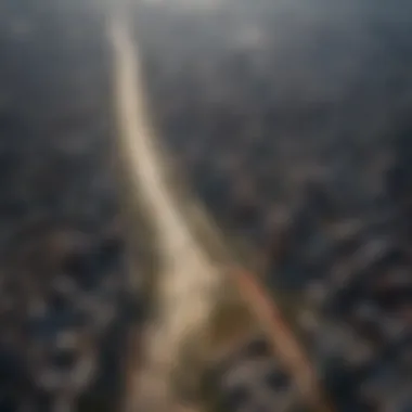 Aerial view of a city affected by heatwaves