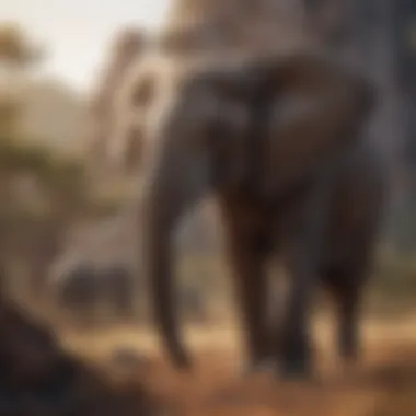 African Elephant in Its Natural Habitat A majestic African elephant standing tall in its natural habitat.