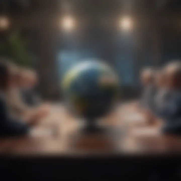 International leaders discussing climate policy at a conference