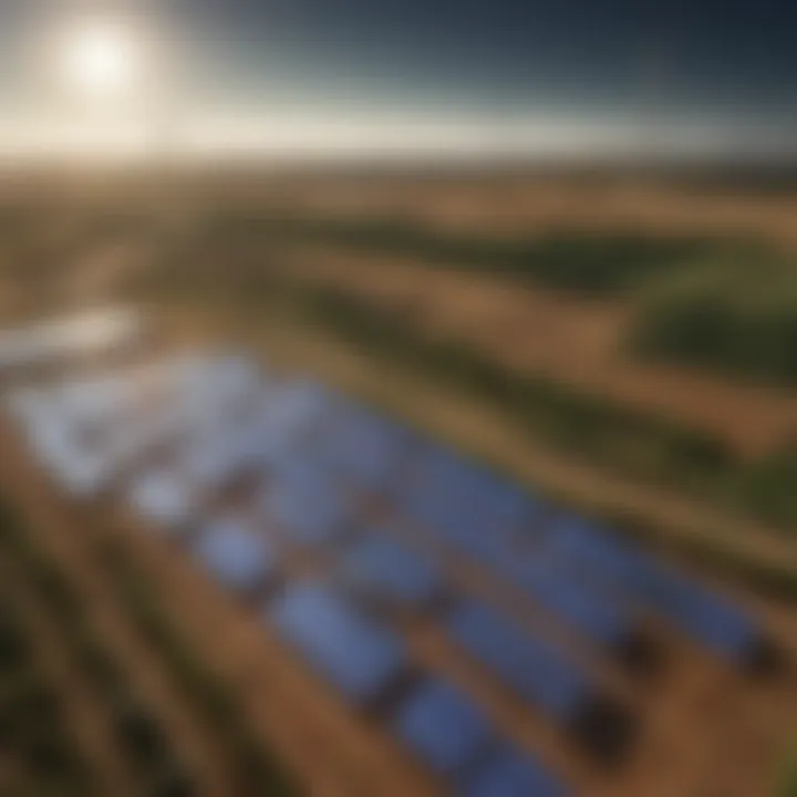 A renewable energy farm showcasing solar panels