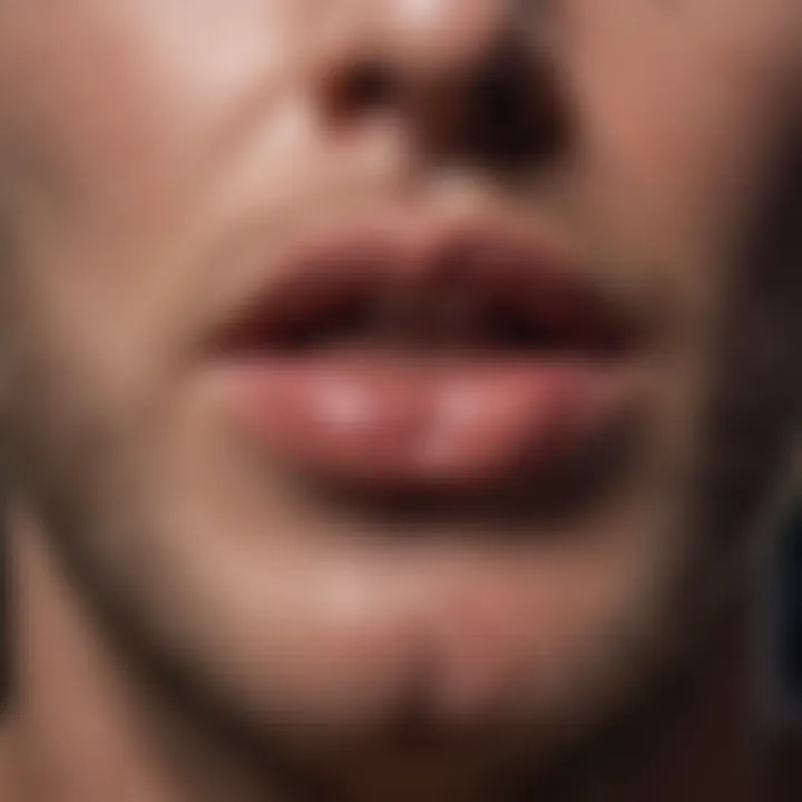 Clinical presentation of herpes labialis lesions