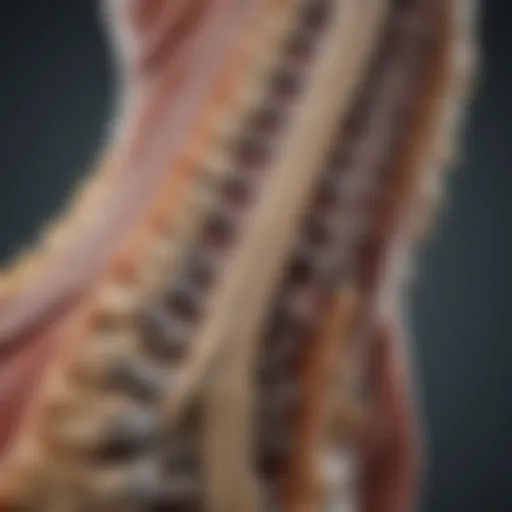Illustration of lumbar spine anatomy highlighting compression points